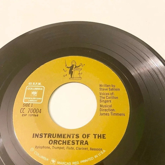 Vintage 1968 Instruments of the Orchestra 7  Inch Record and Book Columbia - Picture 16 of 16